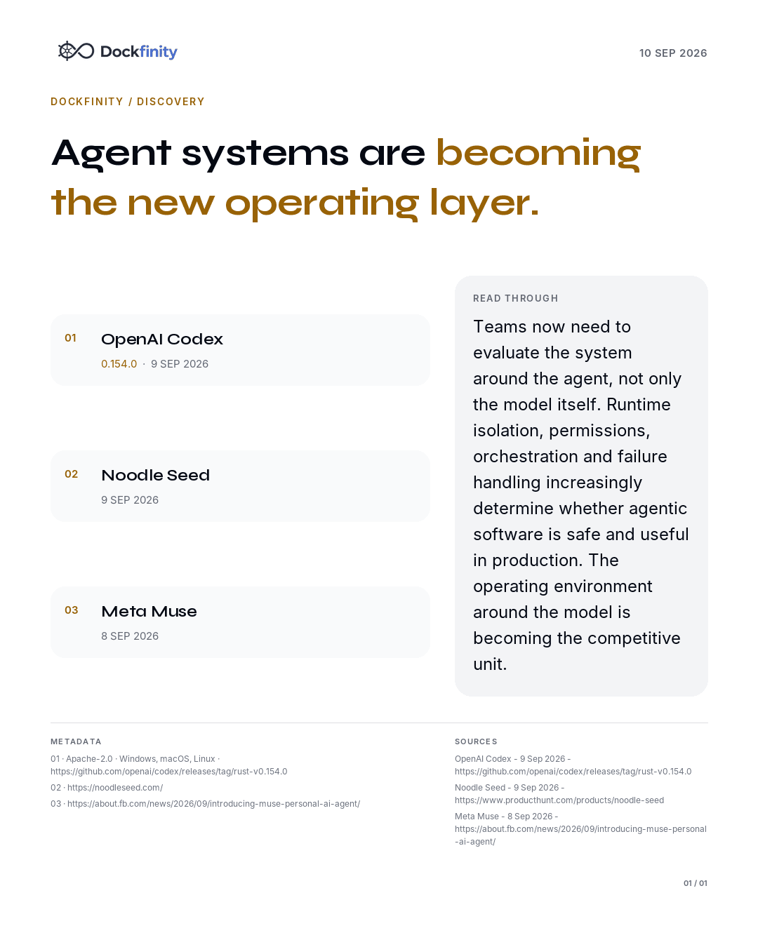 Agent systems become the operating layer — the card published on 10 September 2026