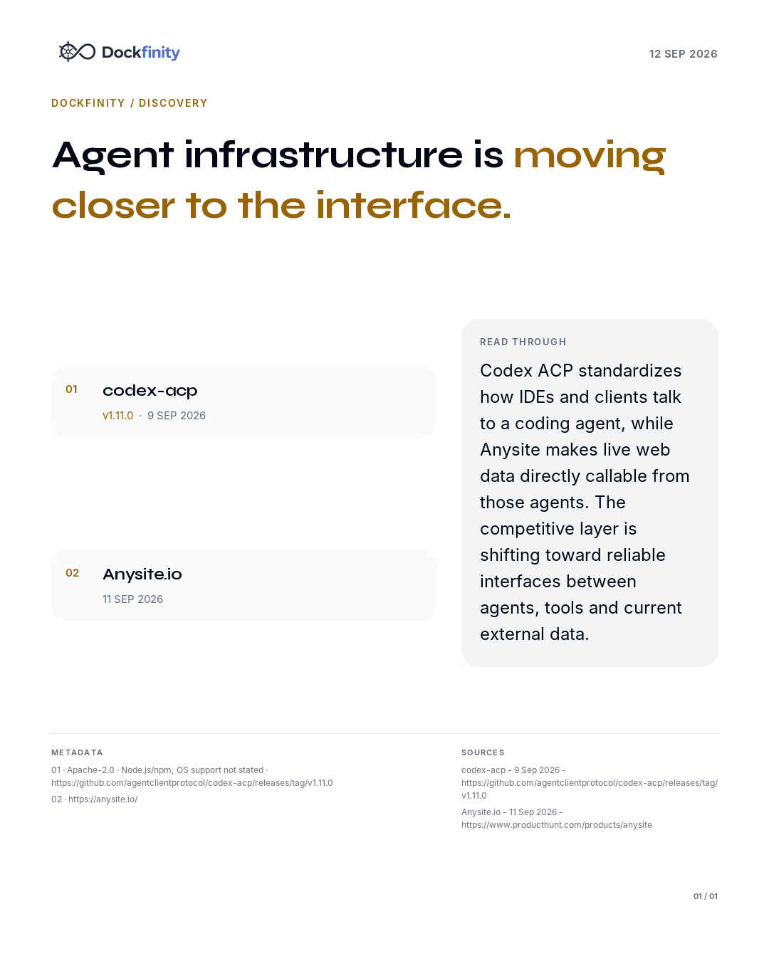 Agent infrastructure moves closer to the interface — the card published on 12 September 2026