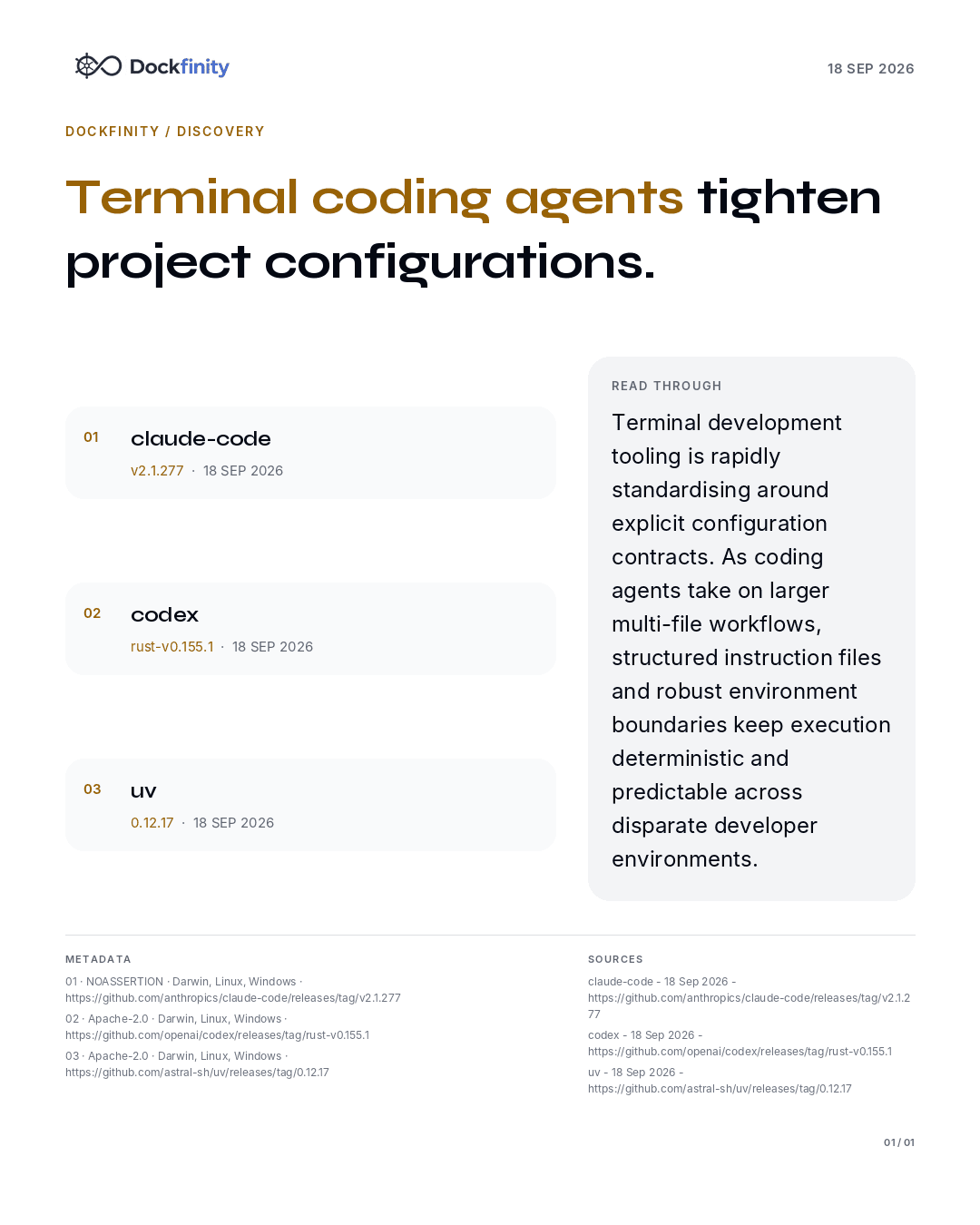 Terminal agents absorb project instructions and sandbox rules — the card published on 18 September 2026