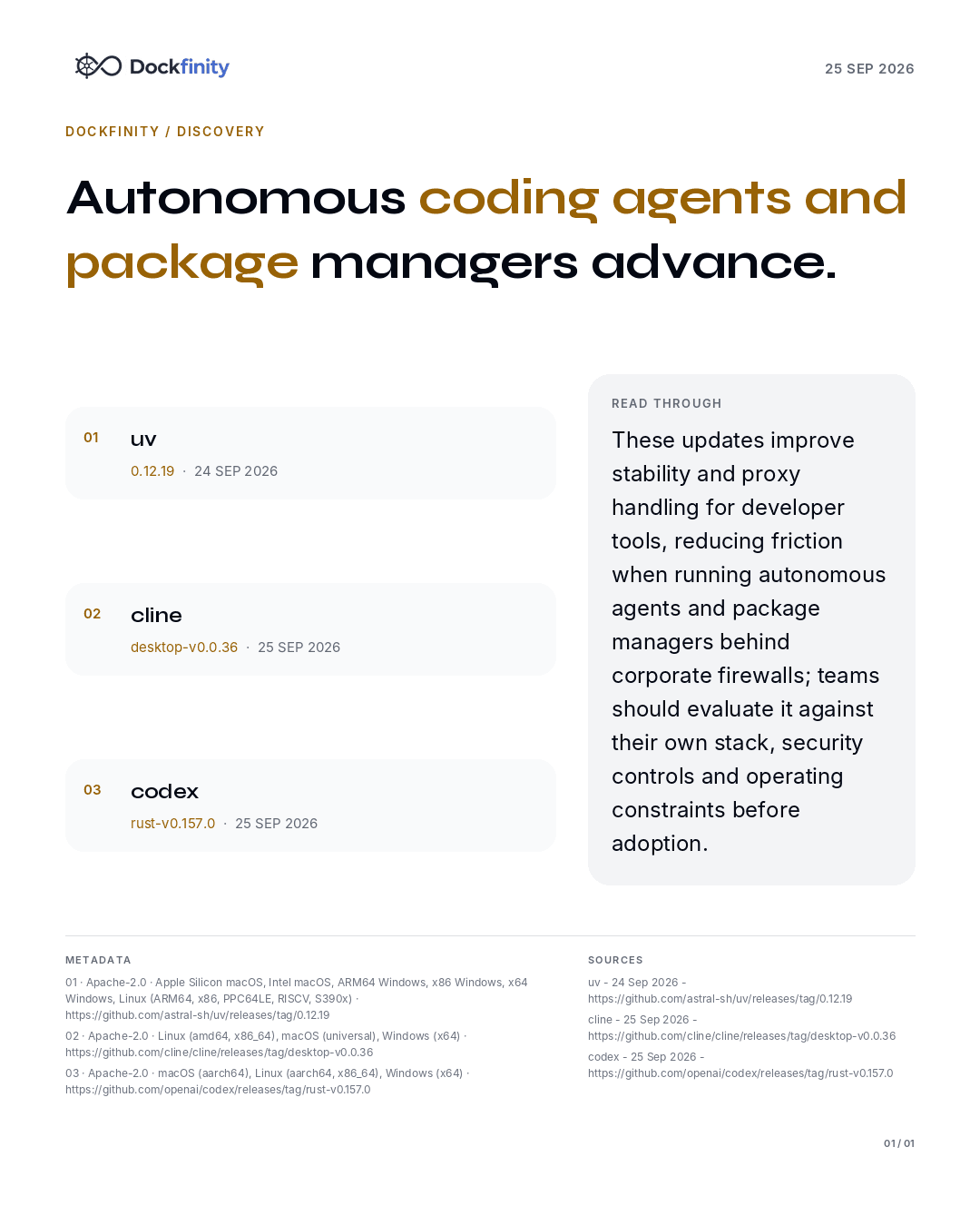Autonomous Coding Agents and Package Managers Advance — the card published on 25 September 2026
